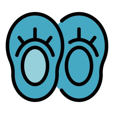 Doktor kapaklı ayakkabı ikonu taslak vektörü. Ayakkabı koruyucusu. Güvenlik maskesi rengi düz