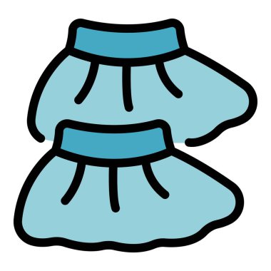 Plastik kapaklı ayakkabı ikonu ana hat vektörü. Doktor israfı. Kumaş enfeksiyonu rengi düz