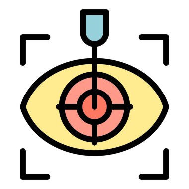 Hedef lazer düzeltme ikonu ana hat vektörü. Vizyon gözlükçisi. Bakım denetimi rengi düz