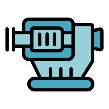 Lazer düzeltme ekipmanı ikon ana hatları vektörü. Gözüne bak. Doktor bakım rengi düz