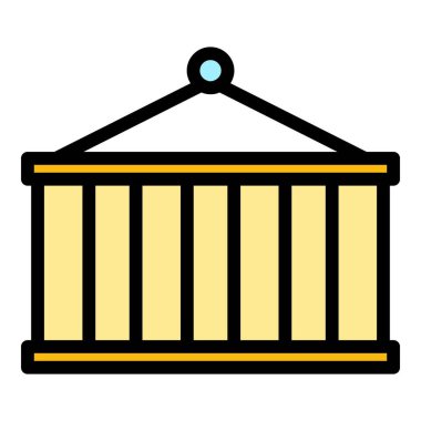 Kargo kabı ikonu ana hatları vektörü. Trafik taşımacılığı. Kamyon römorku rengi düz