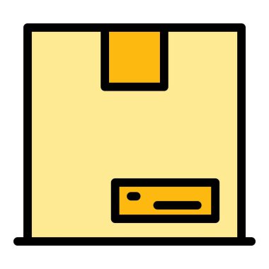 Paket trafik simgesi ana hatları vektörü. Nakliye. Kargo kamyonu rengi düz