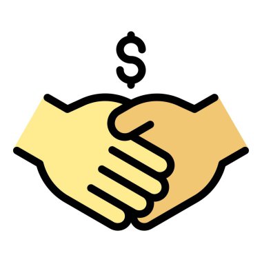 İş tokalaşma ikonu ana hatları vektörü. İnsan hasta. Sosyal hizmet rengi düz