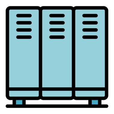 Okul dolabı ikonu ana hatları vektörü. Güvenlik odası. Çocuk güvenliği rengi düz