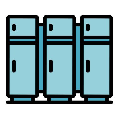 Okul soyunma odası ikonu ana hatları vektörü. Güvenlik görevlisi. Polis memuru rengi düz.