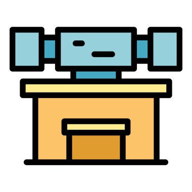 Güvenlik masaüstü simgesi ana hatları vektörü. Polis memuru. Polis memuru rengi düz.