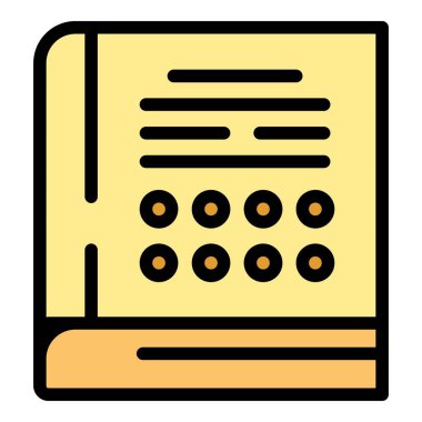 Çocuk kitabı ikonu ana hatları vektörü öğreniyorum. Okul eğitimi. Engelli sınıf rengi düz