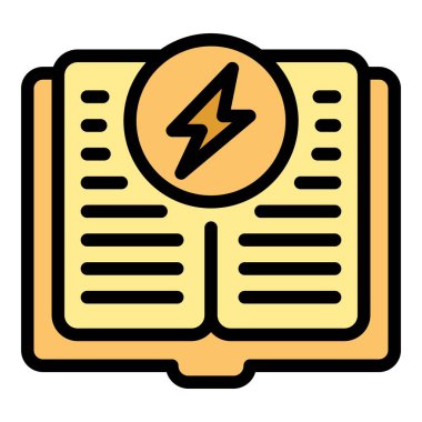 Kitap ikonu ana hatları vektörü öğreniliyor. Okul eğitimi. Çocuk düz renk öğreniyor