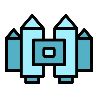 Hız jetpack simgesi ana hat vektörü. İş roketi. Yüksek başarı rengi düz