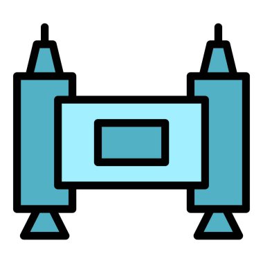 Motor jetpack simgesi ana hat vektörü. Roketi çalıştır. Çalışma hızı rengi düz