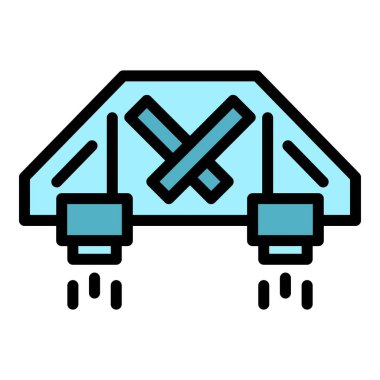 Jet pack ikon ana hatları vektörünü planlayın. Başarı yeteneği. Roket hızı rengi düz