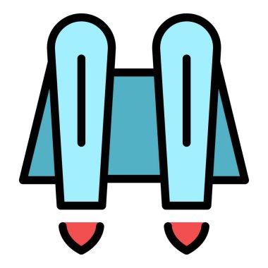 Hedef jetpack simgesi ana hat vektörü. İş becerisi. Roket hızı rengi düz