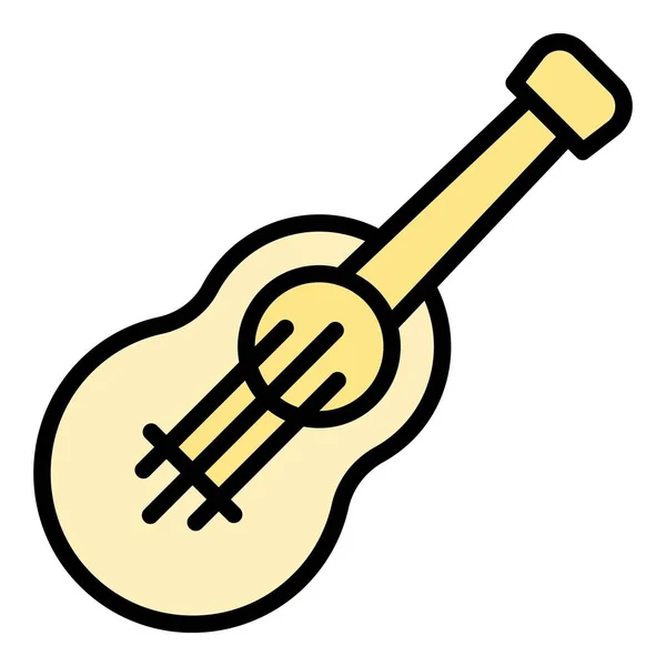 Вектор Контуру Піктограми Струнного Укулеле Музична Гітара Художній Стиль Кольору — стоковий вектор