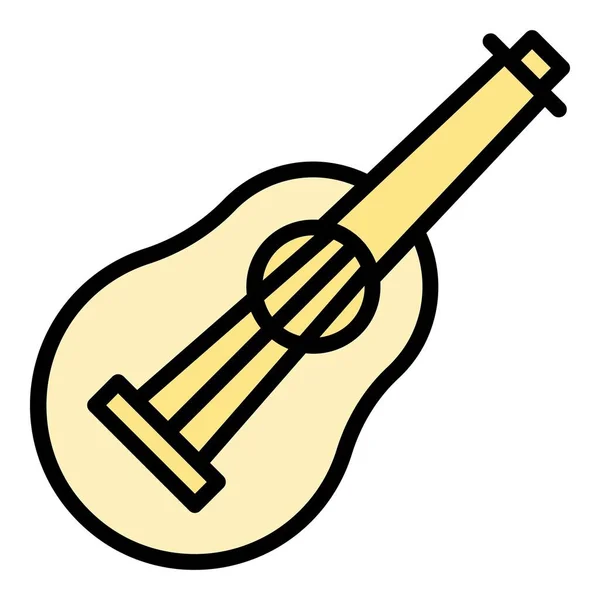 Ukulele吉他图标轮廓矢量 夏威夷音乐 声学艺术色彩扁平 — 图库矢量图片