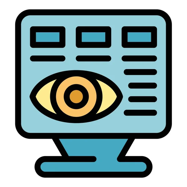 Test Eye Vision Icon Outline Vector Lasercorrectie Verzorging Contact Kleur — Stockvector
