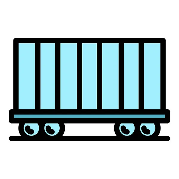 货车图标勾勒出向量 拖车服务 货车工业色彩扁平 — 图库矢量图片