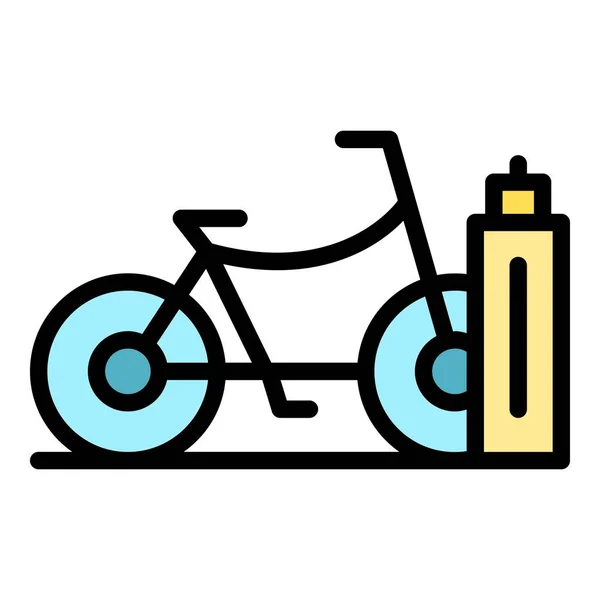 Compartir Ciudad Icono Bicicleta Vector Contorno Transporte Público Alquiler Estación — Vector de stock