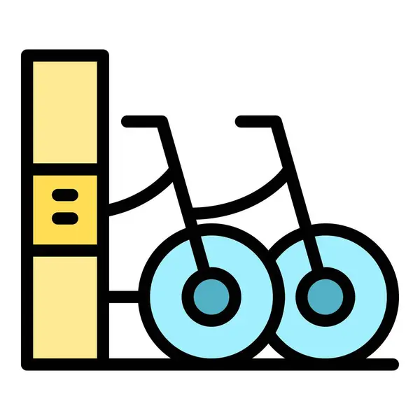 Вектор Контура Значка Проката Велосипедов Публичное Приложение Умный Транспорт Плоского — стоковый вектор