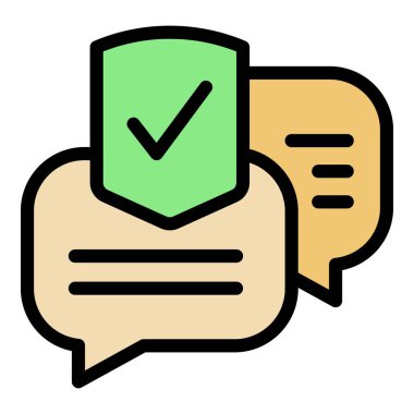 Vpn sohbet simgesi ana hatları vektörü. Özel internet. Güvenli yazılım rengi düz