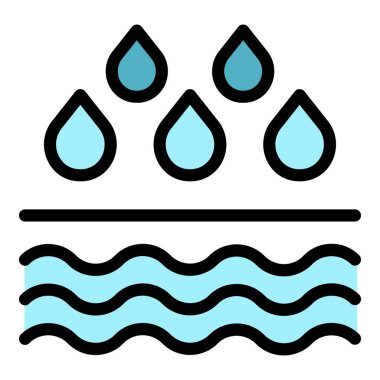 Su enerjisi ikonu ana hat vektörü. Doğa ekonomisi. Yaprak teknolojisi rengi düz