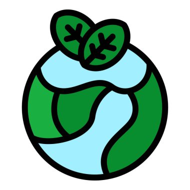 Küresel ekolojik ikon ana hatları vektörü. Dijital bilim. Doğa ekolojisi rengi düz