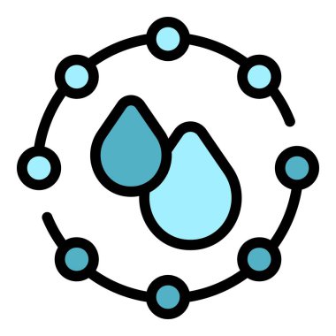 Su güvenli ikon ana hatları vektörü. Çevre güvenliği. Dijital bakım rengi düz