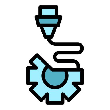 Tekerlek yazdırma ikon ana hatları vektörü. Yazıcı endüstrisi. Otomobil motoru rengi düz