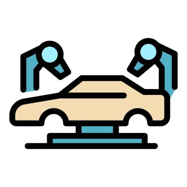 Araba yazıcı simgesi ana hatlarını yükle. Parmak izi aracı. Gelecekteki motor rengi düz