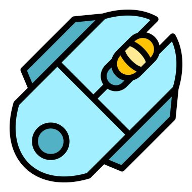 Oyuncu fare simgesi ana hat vektörü. Spor elektroniği. Çevrimiçi pc rengi düz