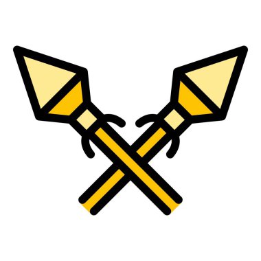 Mızrak oyunu ikonu ana hatları vektörü. Çevrimiçi turnuva Spor oyuncusunun rengi düz