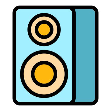 Sinema gösterimi hoparlör ana hatları vektörü. Otomatik sürüş. Film arabasının rengi düz