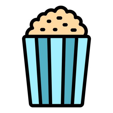 Sinema patlamış mısır ikonu ana hatları vektörü. Araba sür. Hava gösterisi rengi düz