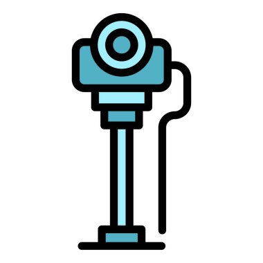 Hava sineması projektör ikonu ana hat vektörü. Otomatik sürüş. Film ekranı rengi düz