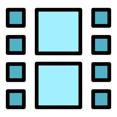 Sinema film ikonu ana hatları vektörü. Açık hava. Otomobil ekran rengi düz