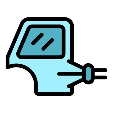 Araba kapısı sprey ikon taslak vektörü. Otomobil servisi. Boya tabancası rengi düz