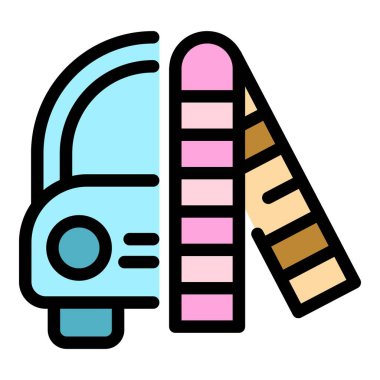 Araba rengi kontrol simgesi ana hatları vektörü. Vücut cilası. Onarım silahı rengi düz