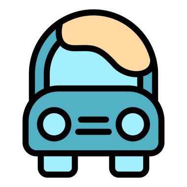 Temiz araba boyacısı simgesi taslak vektörü. Boya tabancası. Otomatik servis rengi düz