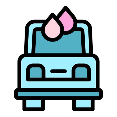 Araba boyama ikonu ana hat vektörünü bırakın. Vücudunu kontrol et. Otomatik servis rengi düz