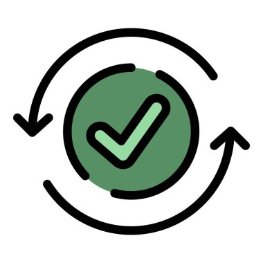 Uygulama onay simgesi ana hatları vektörü. Kredi finansmanı. Form pul rengi düz