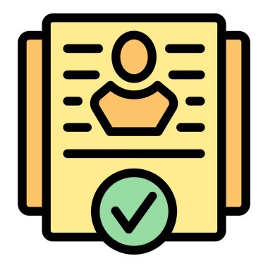 Onaylanmış form simgesi dış hat vektörü. Kredi kartı. Finans kağıdı rengi düz