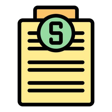 Dolar kağıt ikonu ana hatlı vektör. Krediyi onayla. Finans formu rengi düz