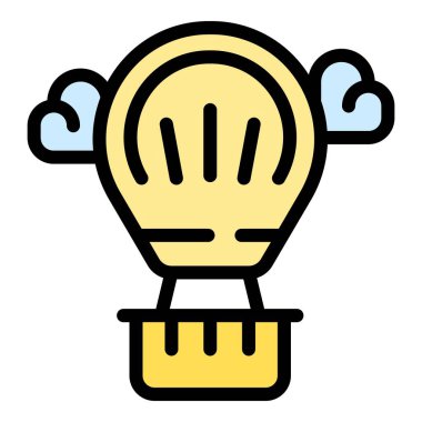 Krakow hava balonu ikonu ana hat vektörü. Polonya şehri. Krakow polen rengi düz