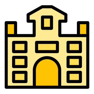 Polonya kilise ikonu ana hat vektörü. Şehir yolculuğu. Krakow ufuk çizgisi rengi düz