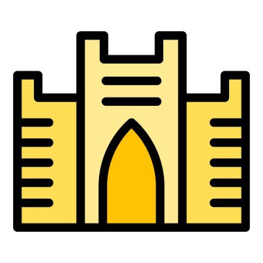 Kale simgesi ana hat vektörü. Şehir silüeti. Polonya Krakow rengi düz