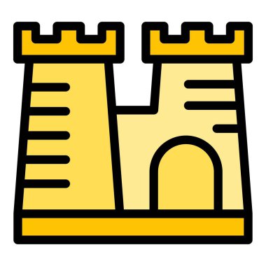 Krakow Kalesi ikon ana hatları vektörü. Şehir cilası. Krakow polen rengi düz