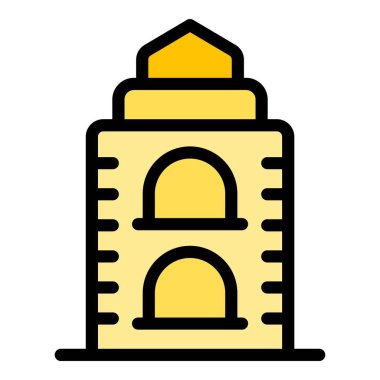 Krakow kulesi ikon ana hatları vektörü. Şehir yolculuğu. Polonya harita rengi düz