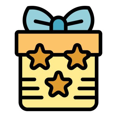 Hediye kutusu simgesi ana hat vektörü. Keyifli günler. Kişinin etkinlik rengi düz