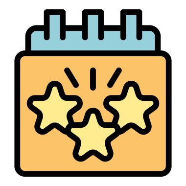 Tatil takvimi simgesi ana hatları vektörü. İnsanlar eğleniyor. Pozitif efekt rengi düz