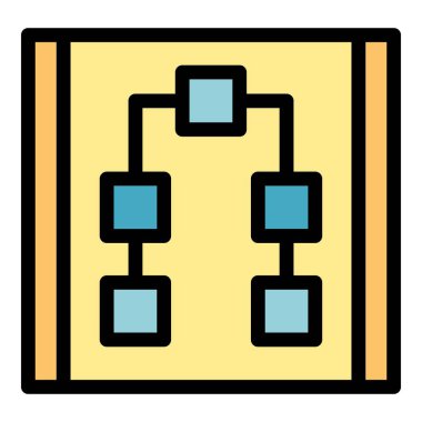 Yazılım şeması ana hatları vektörü. Servis sistemi. Ofis çalışma rengi düz