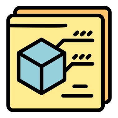 Yazılım simgesi ana hatları vektörü. Servis sistemi. Monitör kodu rengi düz